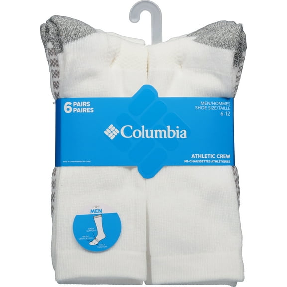 Colombia Men 6-12 White Athletic Crew 6 ea
