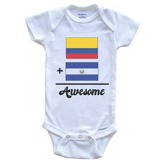Colombia Plus El Salvador Equals Awesome Cute Colombian Salvadorian Flags One Piece Baby Bodysuit