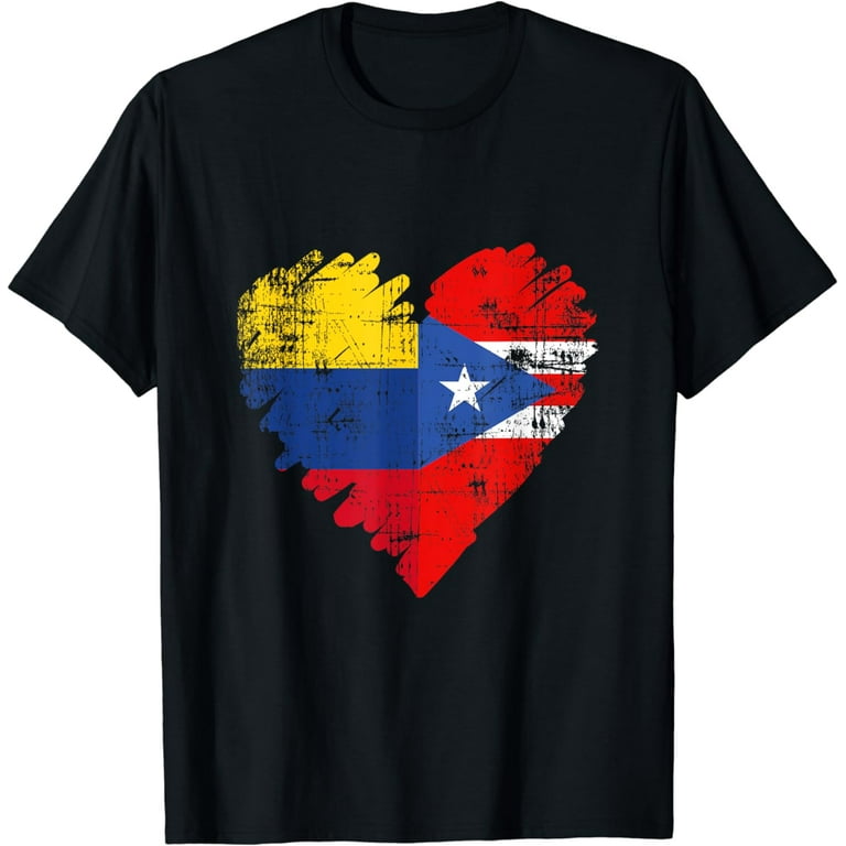 Colombia Puerto Rico T-Shirt Flag Heart Colombian Rican Colombia Puerto Rico T-Shirt Flag Heart Colombian Rican