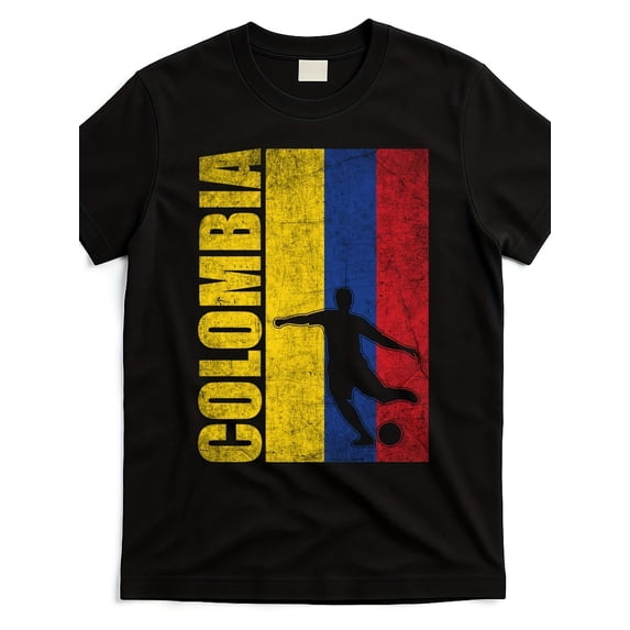 Colombia Soccer Football T-Shirt Vintage Flag Graphic Tee Retro Sports Fan Apparel for Men and Women