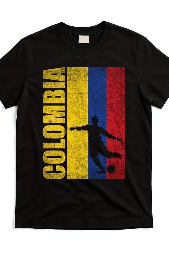 Colombia Soccer Football T-Shirt Vintage Flag Graphic Tee Retro Sports Fan Apparel for Men and Women