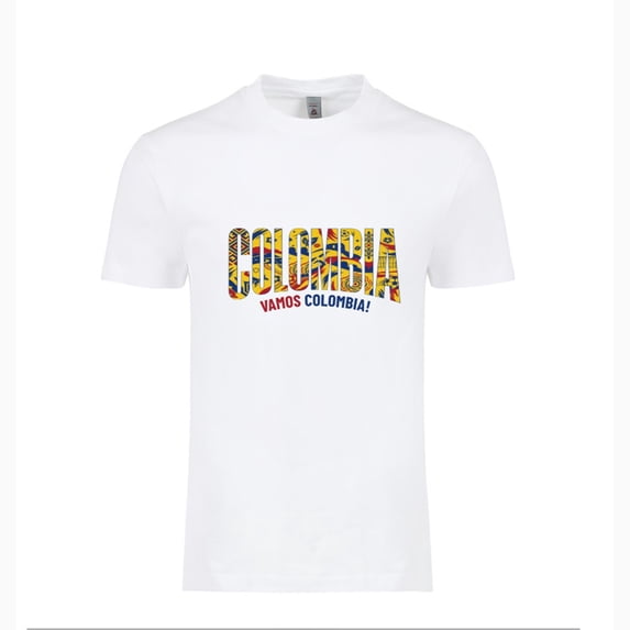 Colombia Soccer T-Shirt 2026 – Vamos Colombia Unisex Adult Football Fan Tee, World Tournament Supporter Shirt - White - S