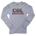 thumbnail image 1 of Colombia Weightlifting - Olympic Games - Rio - Flag Men's Long Sleeve Grey T-Shirt, 1 of 2