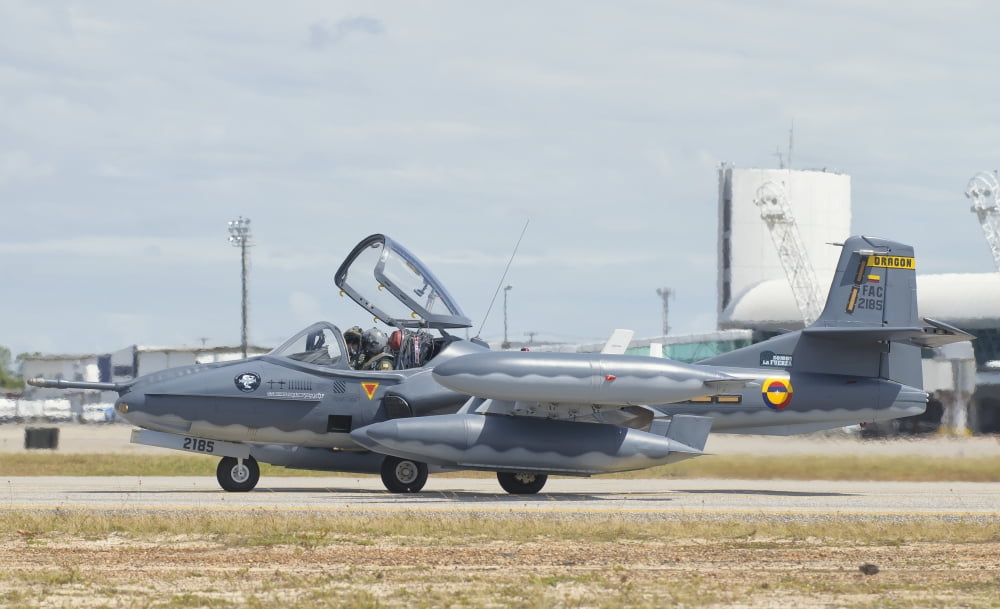 Colombian Air Force A-37 Dragonfly at Natal Air Force Base Brazil Canvas Art - Giovanni CollaStocktrek Images (19 x 11)