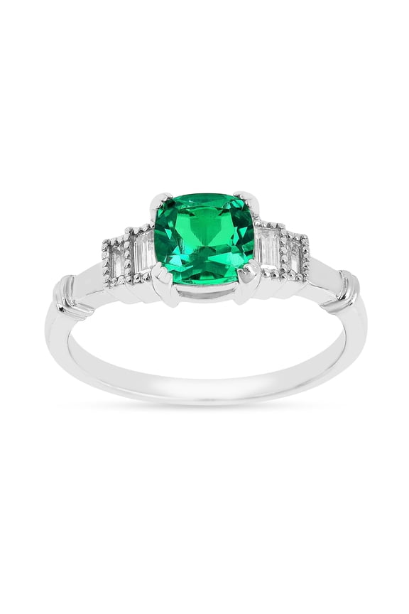 Colombian Created Emerald Five Stone Ring