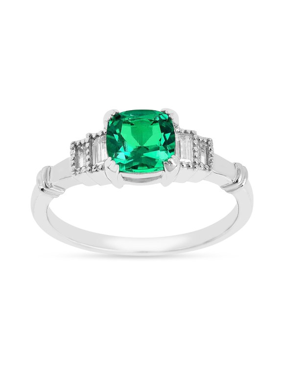 Colombian Created Emerald Five Stone Ring