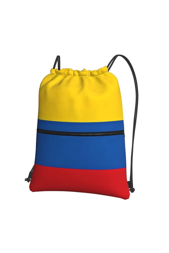 Colombian Flag Drawstring Backpack Bag Water Resistant Yoga Shopping Cinch Bag Sackpack For Men Women