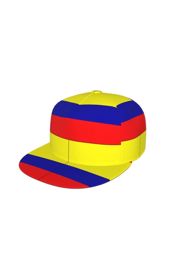Colombian Flag Flat Brim Trucker Cap Adjustable Snapback Hat For Men Women
