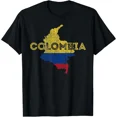thumbnail image 1 of Colombian Map and Flag Souvenir - Distressed Colombia T-Shirt, 1 of 7