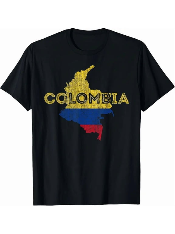 Colombian Map and Flag Souvenir - Distressed Colombia T-Shirt