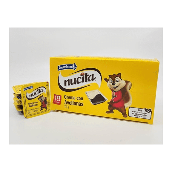 Colombian Nucita Milk Chocolate Hazelnut Flavored Spread - 18 Pack - 252g (8.89 oz)
