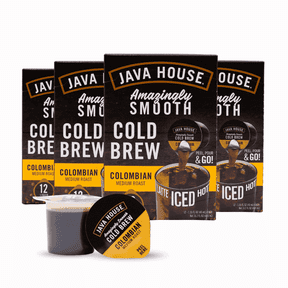 Java House Cold Brew Pods 100% Arabica Colombian Roast Smooth & Bold 48 Liquid Pods Hot/Iced Travel-Friendly & TSA Approved
