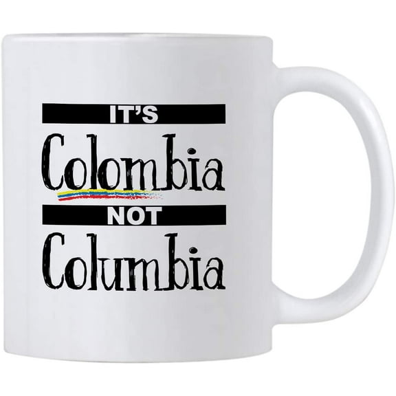 Colombian Pride 11 oz Mug. It's Colombia Not Columbia Cup. Cup Idea for Proud Colombians Featuring the Flag Colors.