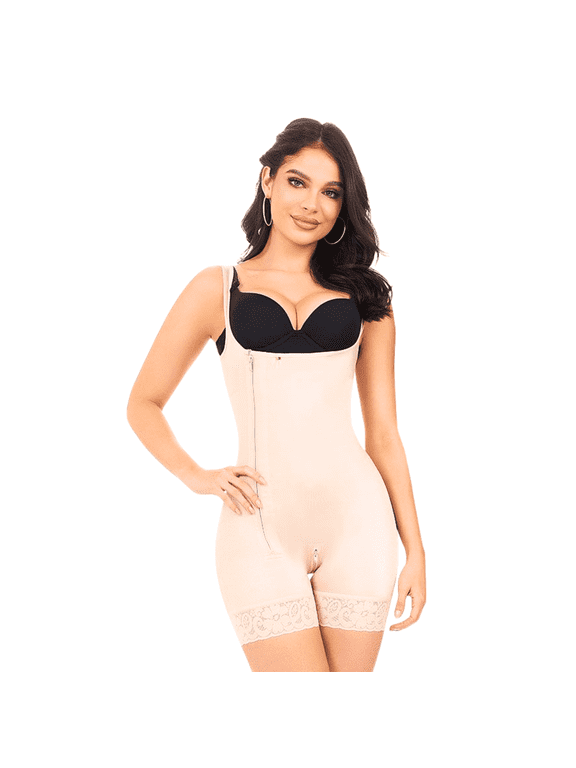 Colombian Shapewear Bodysuit for Women – Firm Tummy Control, Butt Lifter, Mid-Thigh, Daily Wear - Size L