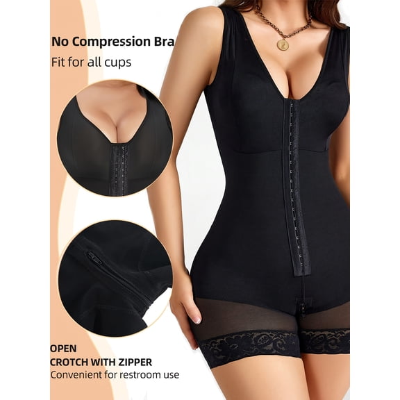 Colombian Shapewear, Women's Abdominal Control Post-Surgery Full Body Shaping with Zipper Crotch Shaping Hip Lifter