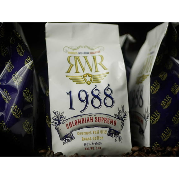 Colombian Supremo Gourmet Coffee, 100% Arabica Ground Full City Roast, 8oz RWR Cafe 1988
