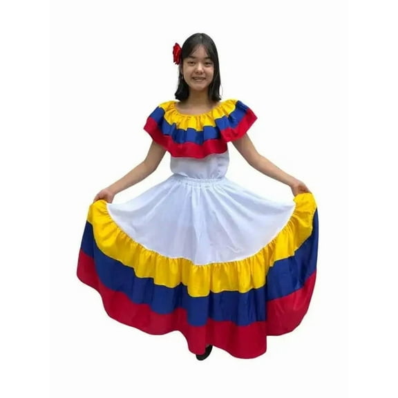 Colombian Traditional Dress for Girls - White