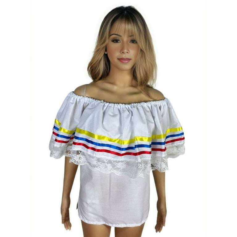 Colombian / Venezuelan White Blouse with Ribbons