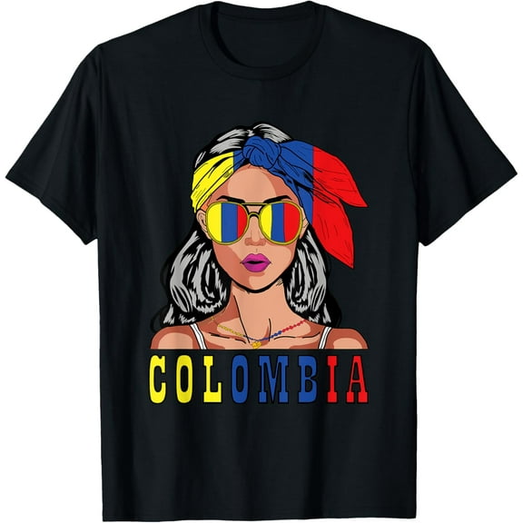 Colombianas Souvenirs Woman Flag Roots Colombia T-Shirt