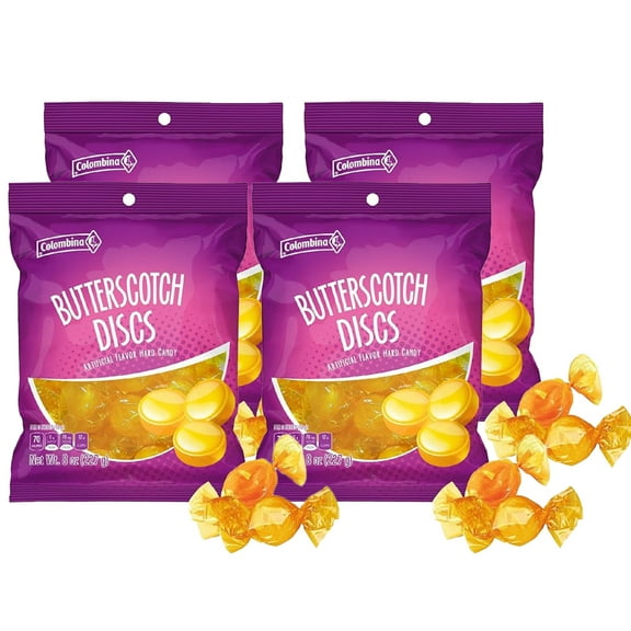 Colombina Butterscotch Discs - Artificial Flavor Hard Bulk Candy Old Fashioned Snack Bursting with Rich, Buttery Flavor - Individually Wrapped Treats for Parties (152 count) - 4 Pack 8 Oz