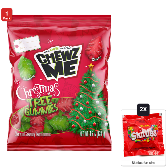 Colombina Candy, Chewzme Tree Gummies, 4.5 oz, 1 Pack, with 2 Skittles Fun Size