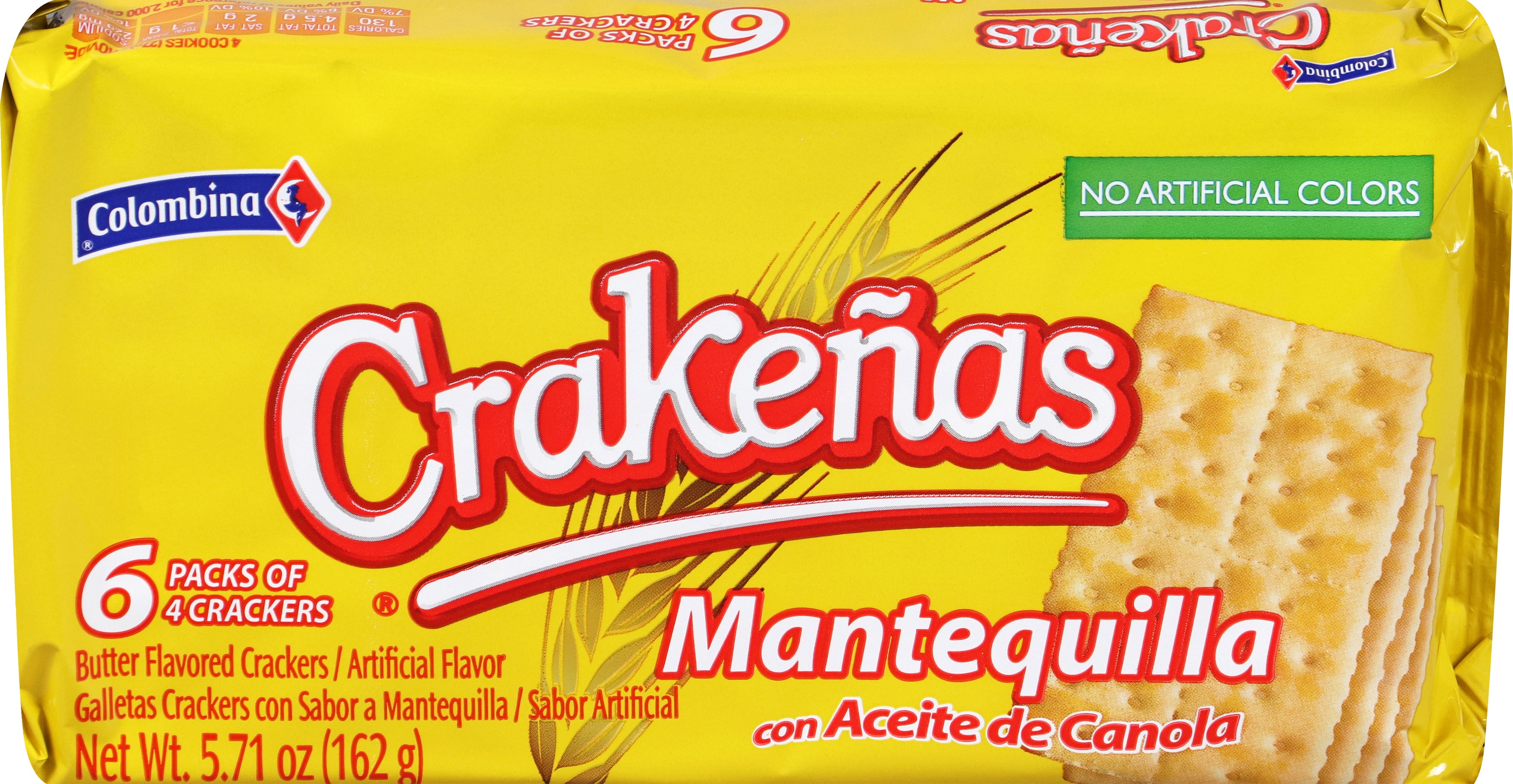 Colombina Crakeas Butter Crackers, 5.7 oz, 6 Pack, Packaged in Resealable Bag