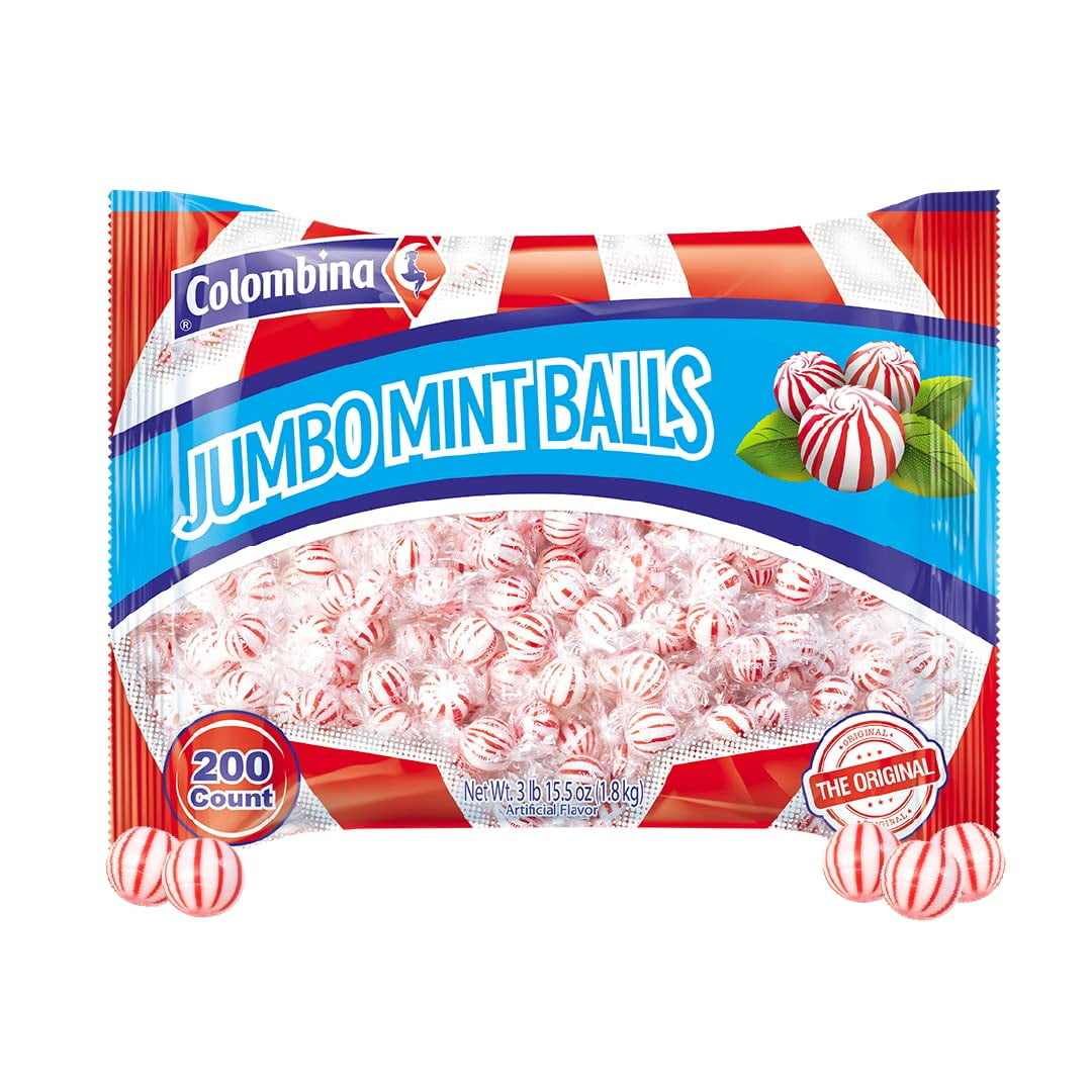 Colombina Large Jumbo Peppermint Balls - Red & White Hard Candy ...