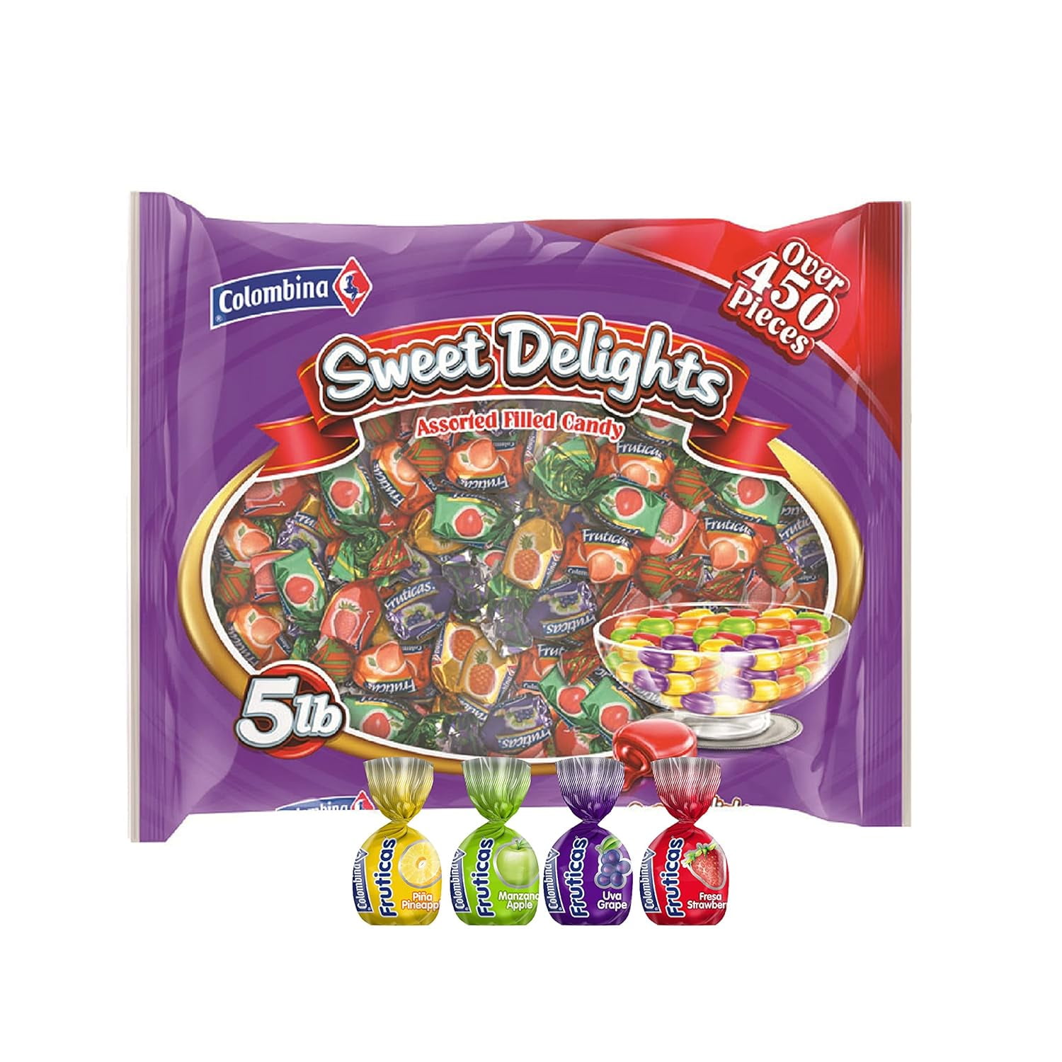 Colombina Sweet Delights Assorted Fruit Hard Candy Mix Bulk 450