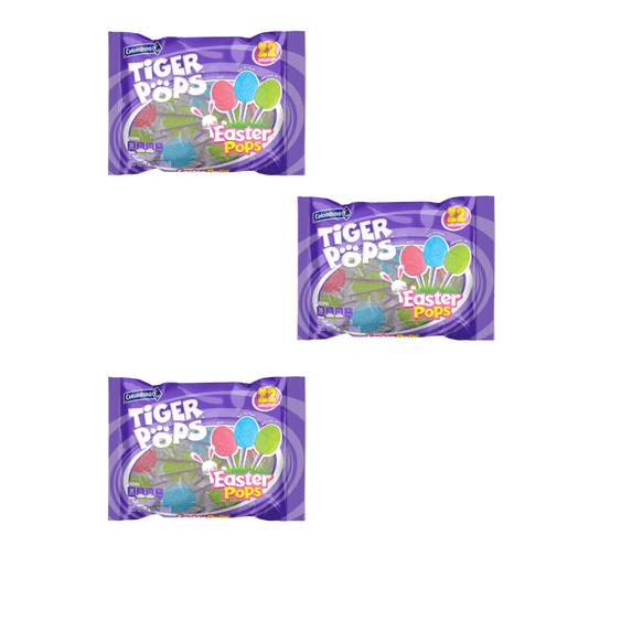 Colombina Tiger Pops Easter Pops - Assorted Cherry, Blue Raspberry, and Watermelon Flavors Gifts Celebrations Baskets Holiday Treats School Office 22-pc. bag 3pk