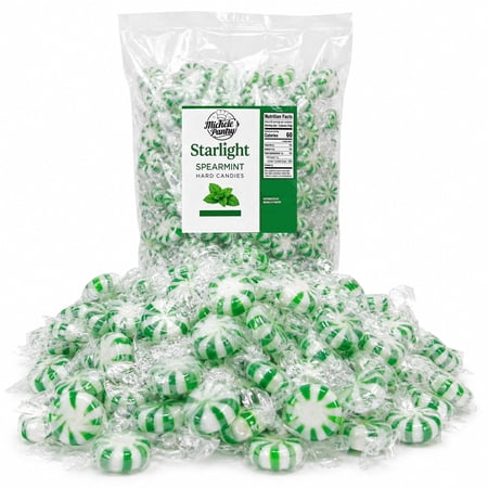 Colombina Spearmint Starlight Mints 2 lb Bag Individually Wrapped Hard Candy Gluten Free Bulk Candy