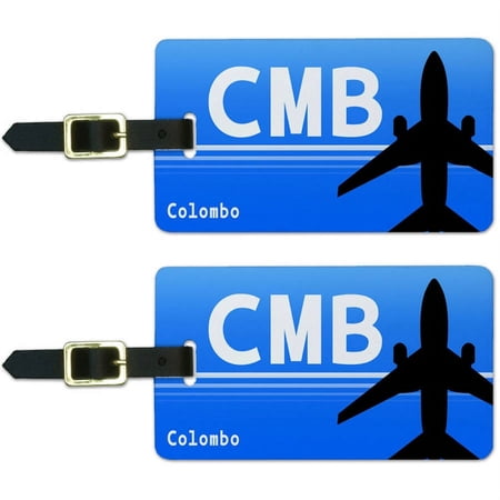 Colombo Sri Lanka (CMB) Airport Code Luggage Suitcase Carry-On ID Tags, Set of 2