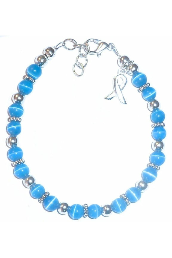 Colon Cancer Awareness Bracelet by Hidden Hollow Beads - 7 3/4 in. - Fits Most Adults - Lobster Clasp (Blue)