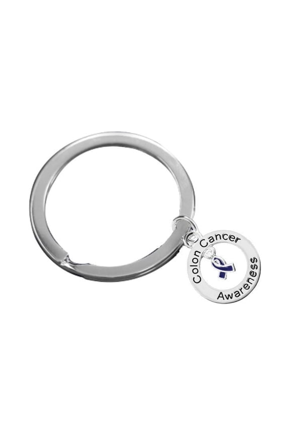 Colon Cancer Awareness Circle Charm Split Style Keychains