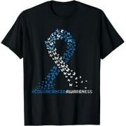 Colon Cancer Awareness Colonoscopy Blue Ribbon Butterflies T-Shirt