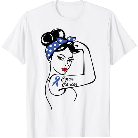 Colon Cancer Awareness Warrior Blue Ribbon Colorectal T-Shirt