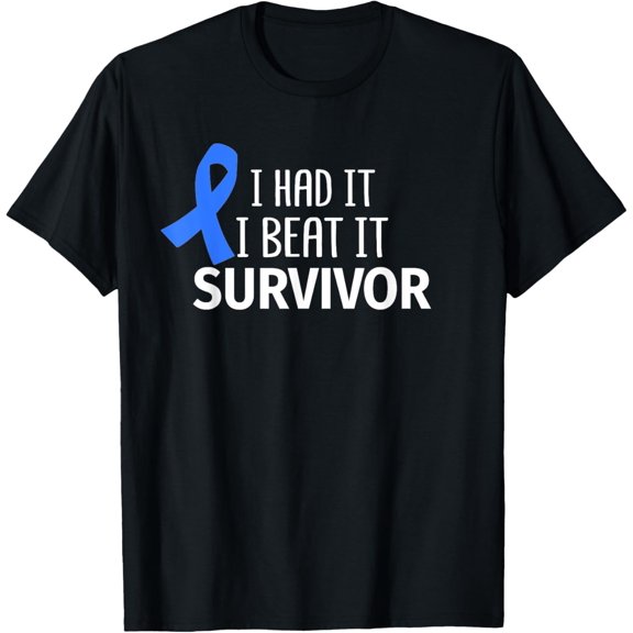 Colon Cancer I Had It I Beat It Survivor Dark Blue Ribbon T-Shirt