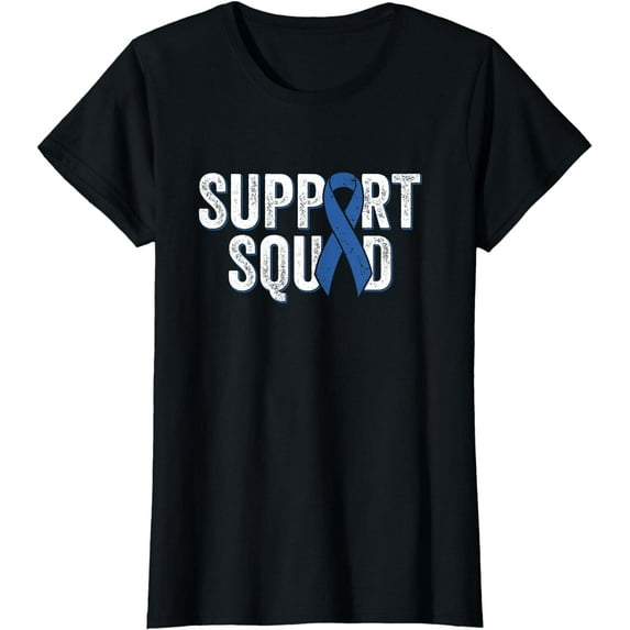 Colon Cancer Support Squad, Blue Colorectal Awareness Ribbon T-Shirt
