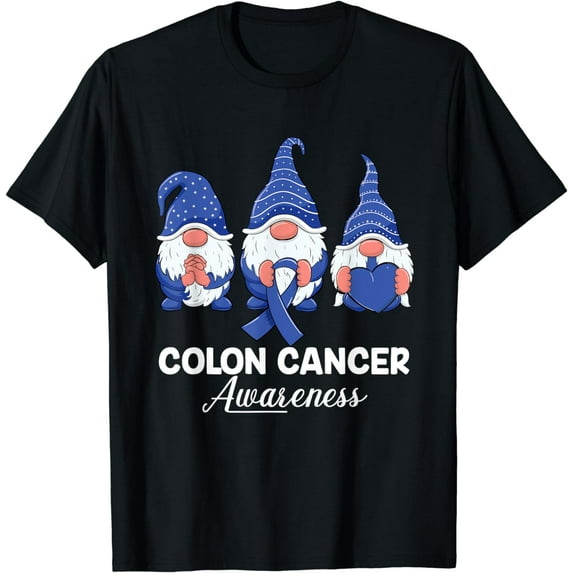 Colon Cancer Support gnomes with ribbon Colorectal Awareness T-Shirt