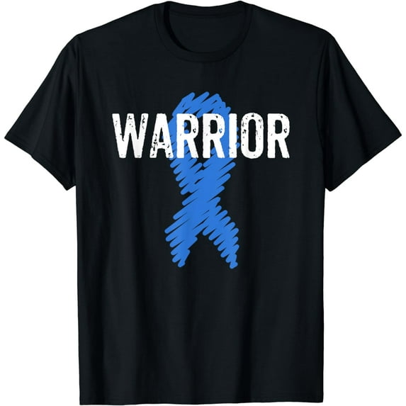 Colon Cancer Warrior Awareness Colonoscopy Blue T-Shirt