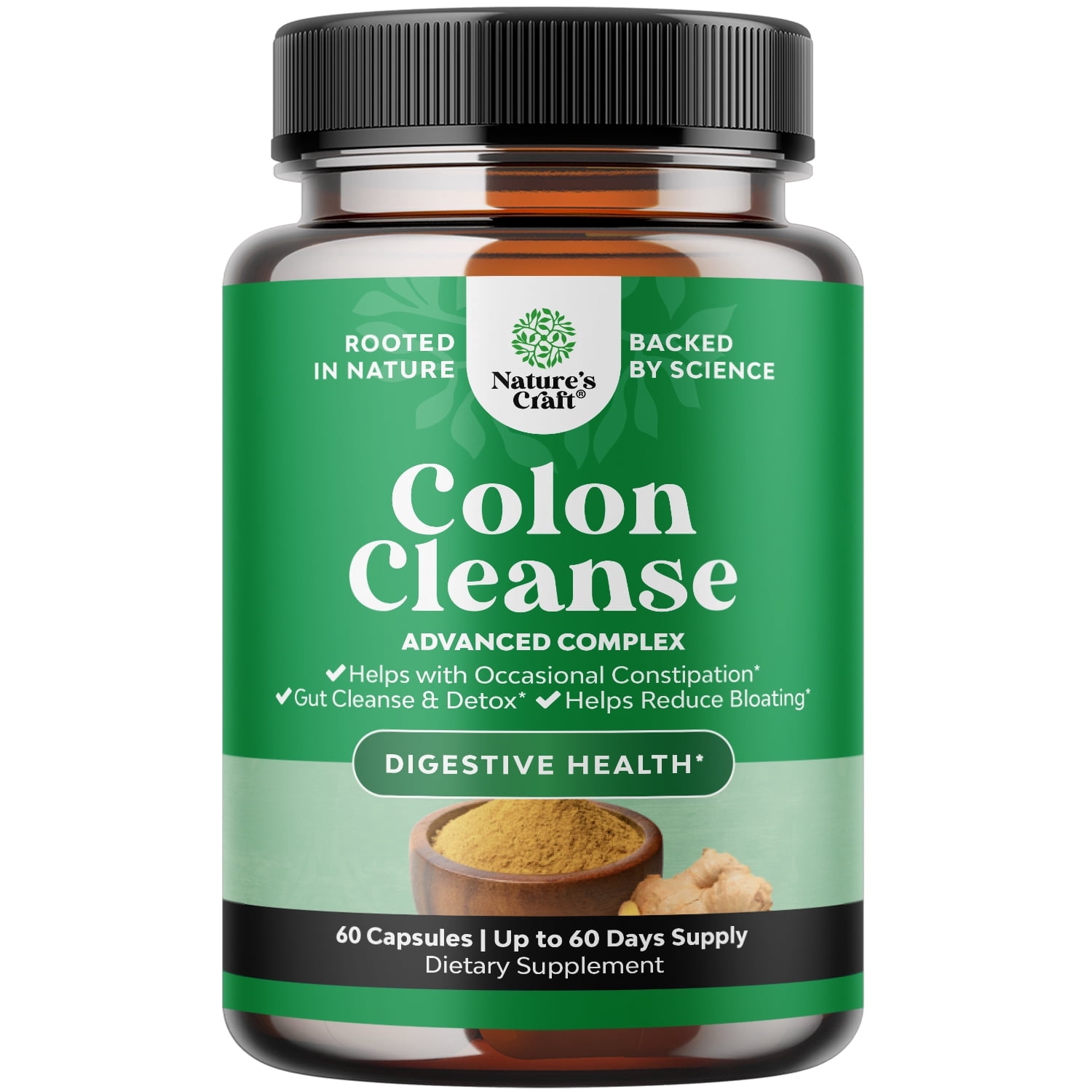 Nature's Craft Colon Cleanse and Detox, Advanced Complex Gut Health Supplement, 60 Capsules