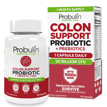 Probulin Colon Support Probiotic Supplement, 20 Billion CFU, Vegan, 30 Count