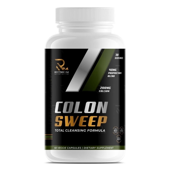 Restore 24 Nutrition Colon Sweep  Natural Colon Cleanse & Detox Supplement Supports Digestive Health, Regularity & Gut Detox  Herbal Fiber Blend with Psyllium Husk  60 Capsules