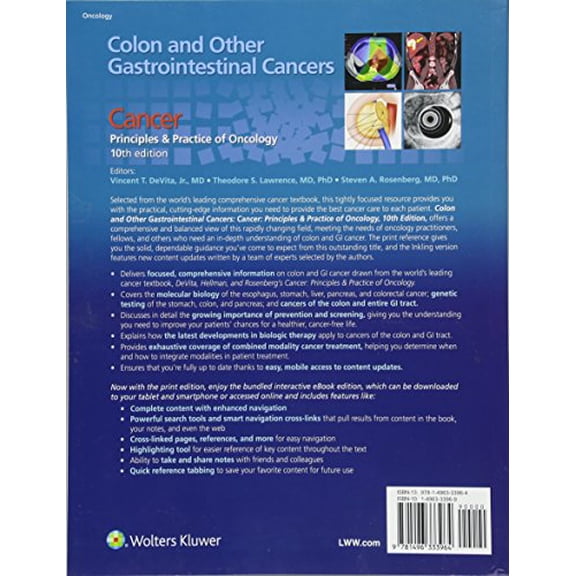 Pre-Owned Colon and Other Gastrointestinal Cancers: Cancer: Principles & Practice of Oncology, 10th edition [Paperback] DeVita Jr. MD, Vincent T; Lawrence MD PhD, Theodore S. and Rosenberg MD PhD, Steven A.