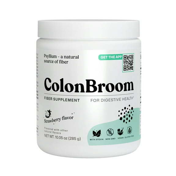 ColonBroom Psyllium Husk Powder, Cleanse for Bloating & Gut Health, Strawberry, 50 Servings