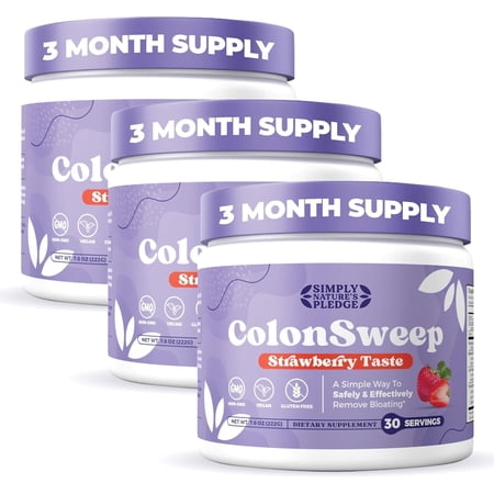 ColonSweep - Strawberry Flavored Probiotic Psyllium Husk Powder Colon Cleanser,7.8 oz. Fiber Supplement Support for Gut Health - Cleanse for Bloating Relief & Detox- 30 Servings (Pack of 3)