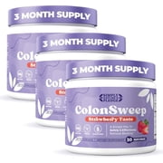 ColonSweep - Strawberry Flavored Probiotic Psyllium Husk Powder Colon Cleanser,7.8 oz. Fiber Supplement Support for Gut Health - Cleanse for Bloating Relief & Detox- 30 Servings Pack of 3