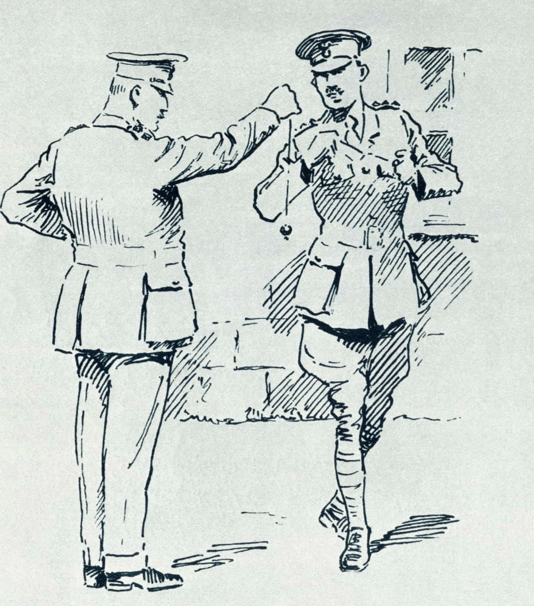 A Colonel And His Adjutant Playing Conkers During The First World War From The Illustrated War News Published 1915 Canvas Art - Ken Welsh Design Pics (26 x 30)