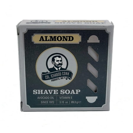 Col. Conk Men’s Shaving Soap, Moisturizing Shave Soap with Vitamin E and Shea Butter, Almond, 3 oz