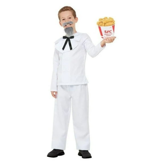 Colonel Sanders Child Costume Suit Beard KFC Fried Chicken Kids Boys Gift White