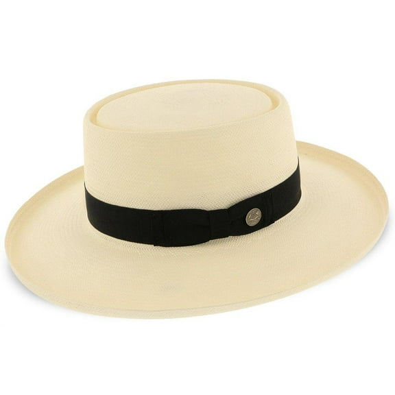 Colonel Shantung Straw Gambler Hat - 7.125 - Natural